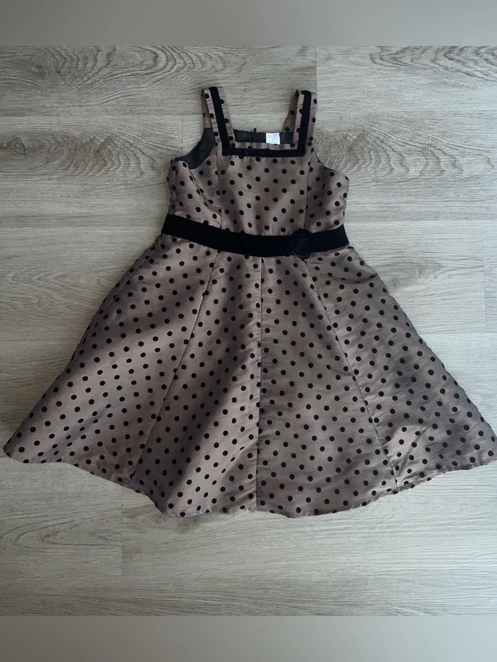 Carter’s Girl Dress 5 Party Holiday Special Occasion Brown Black Polka Dot Flare